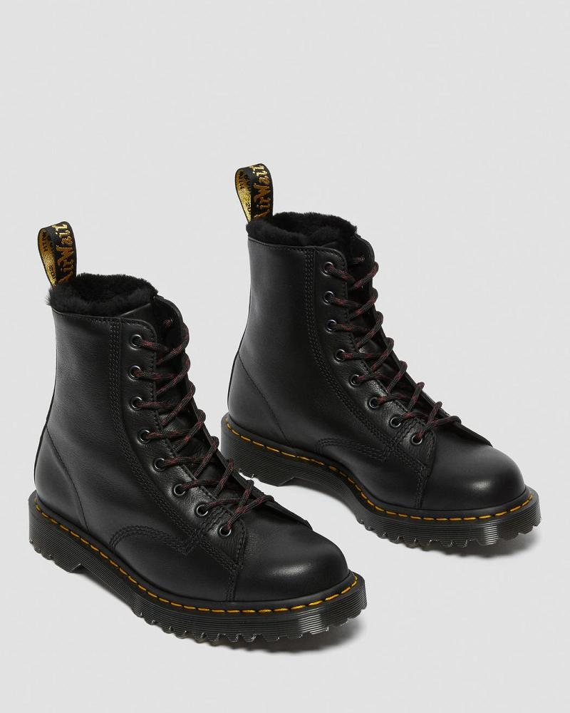 Black Men's Dr Martens Barton Made in England Shearling Lined Leather Ankle Boots | CA 433CTV